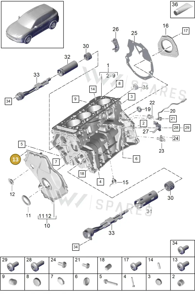 PAF910967 — Porsche Cayenne (2017-2023) diagram p51101060, position 13
