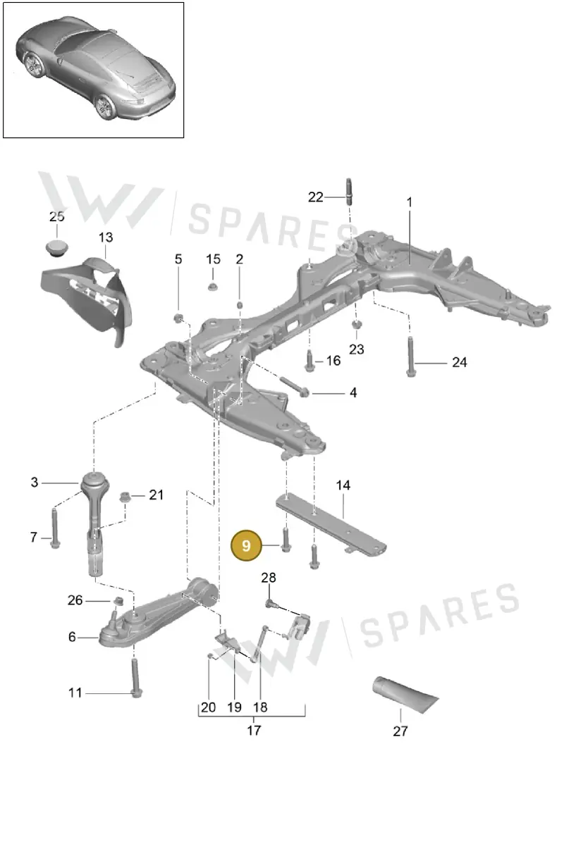 PAF911489 — Porsche 991 Carrera 4 (2011-2016) diagram p38401000, position 9