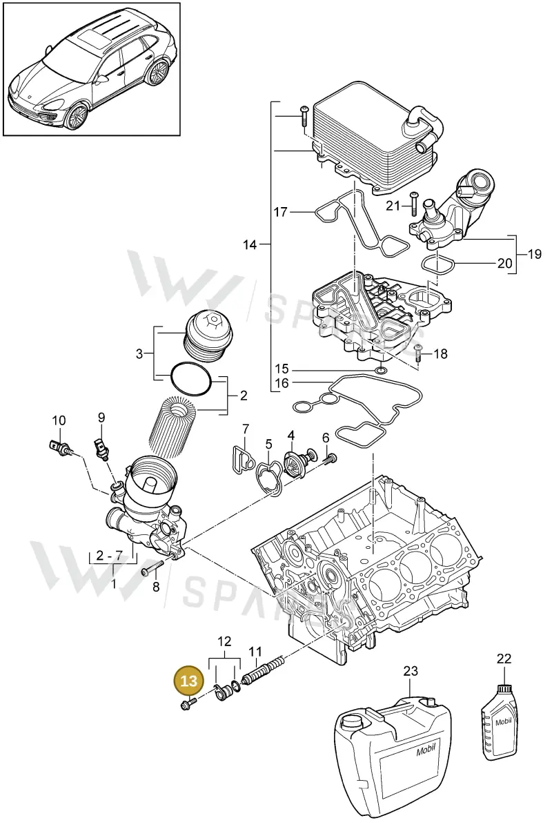 PAF911804 — Porsche Cayenne (2010-2018) diagram p37104070, position 13