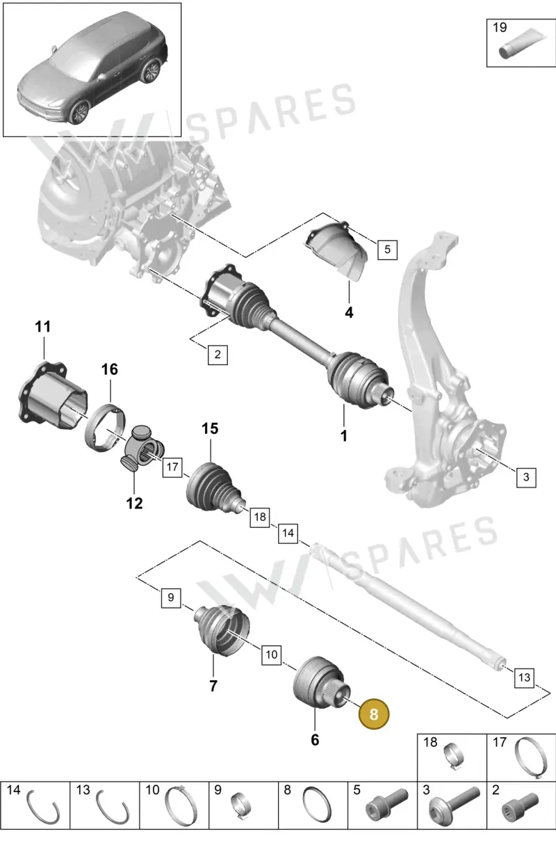 PAF911813 — Porsche Cayenne (2017-2023) diagram p51401030, position 8