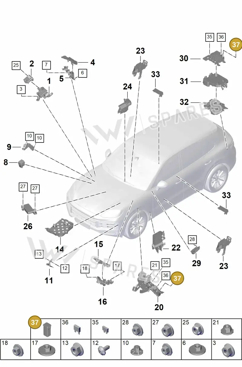 PAF911863A — Porsche Cayenne Coupe (2023-2023) diagram p60902000, position 37