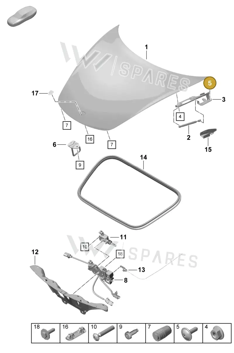 PAF911883A — Porsche Cayman (2019-2022) diagram p55803000, position 5