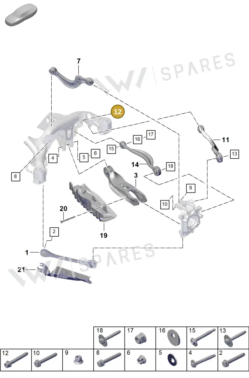 PAF912290 — Porsche Cayenne Coupe (2023-2023) diagram p60501050, position 12