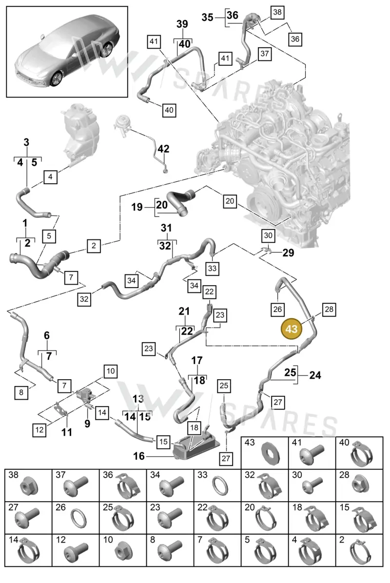 PAF912801 — Porsche Panamera (2016-2020) diagram p49105075, position 43