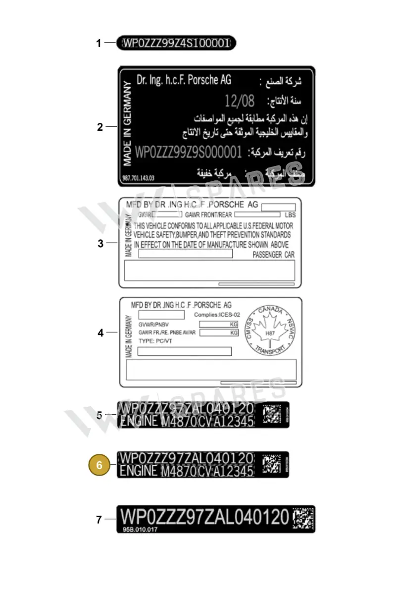 V04014001AJ — Porsche Cayman GT4 (2015-2016) diagram p39003010, position 6