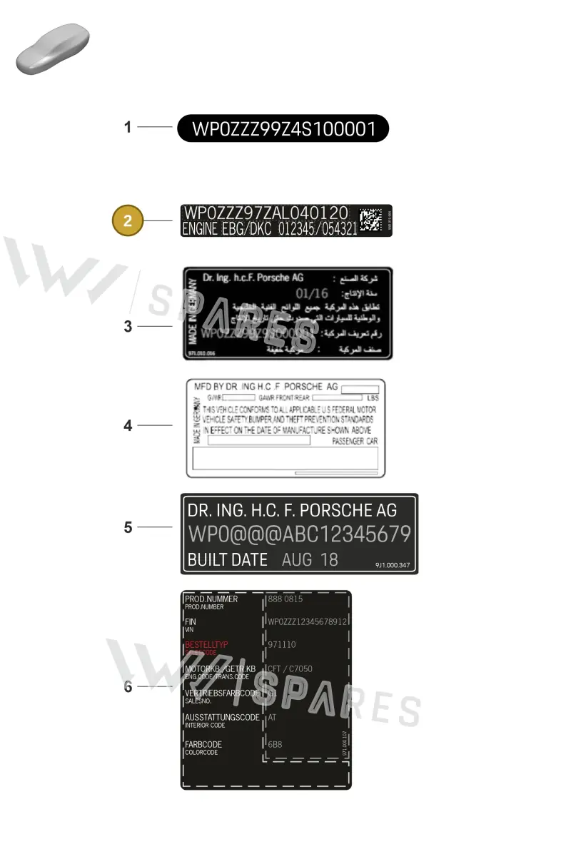 V04014001AQ — Porsche Panamera (2020-2023) diagram p58001018, position 2