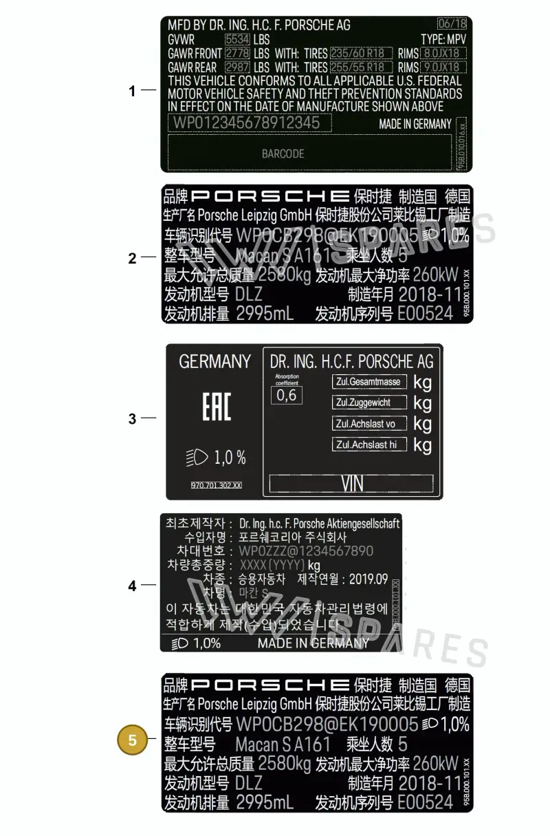 V04015001AB — Porsche Macan (2018-2022) diagram p52003025, position 5