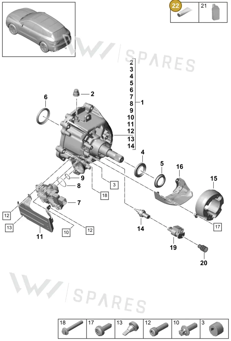 V04015003F — Porsche Cayenne (2017-2023) diagram p51305000, position 22