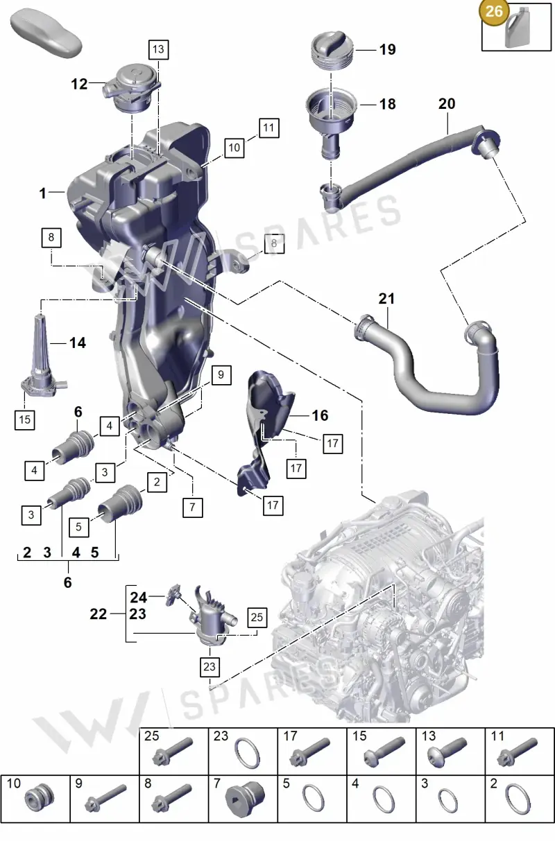 V04015009F — Porsche Boxster Spyder (2019-2020) diagram p55104200, position 26