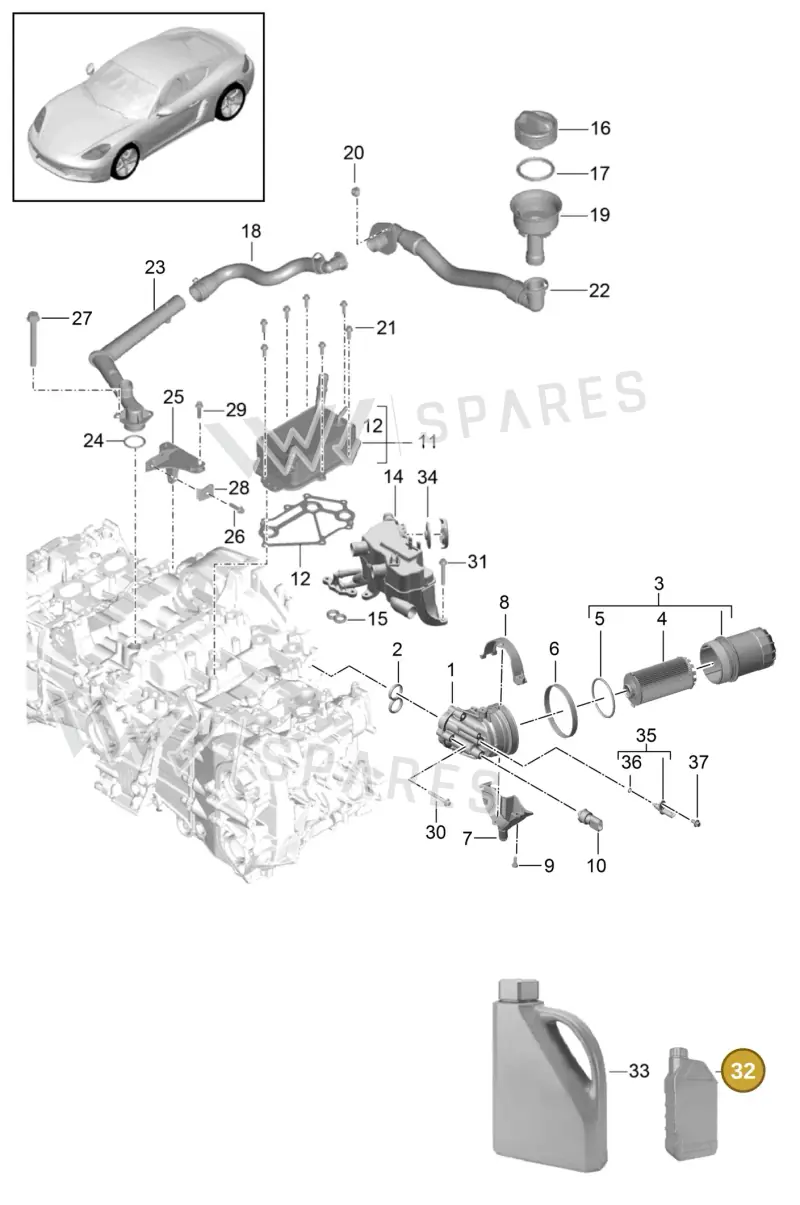 V04015009H — Porsche Cayman (2016-2019) diagram p50104005, position 32