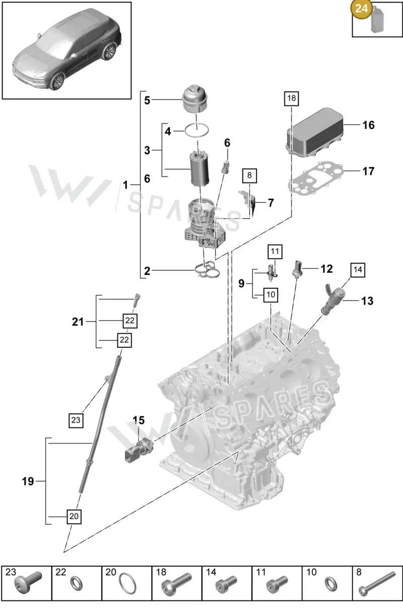 V04015009H — Porsche Cayenne (2017-2023) diagram p51104000, position 24
