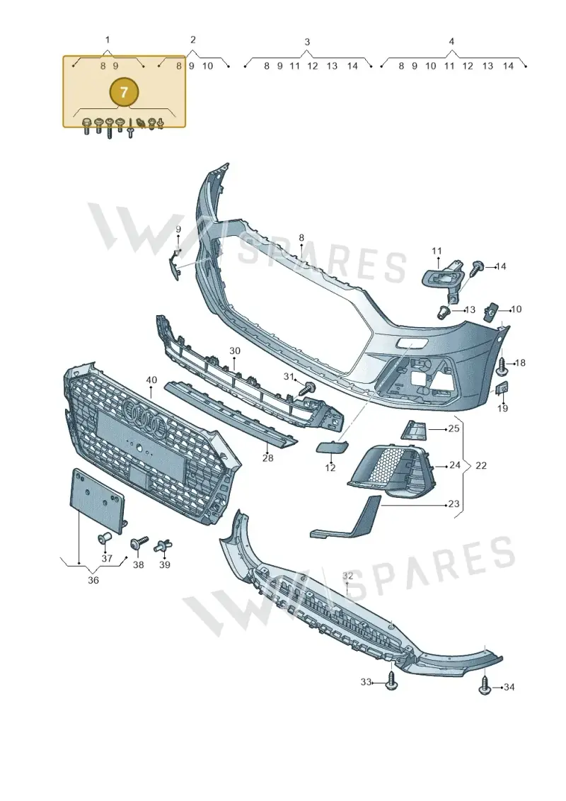 V04017001R — Audi A1 Sportback (2018-2025) diagram 592807200, position 7