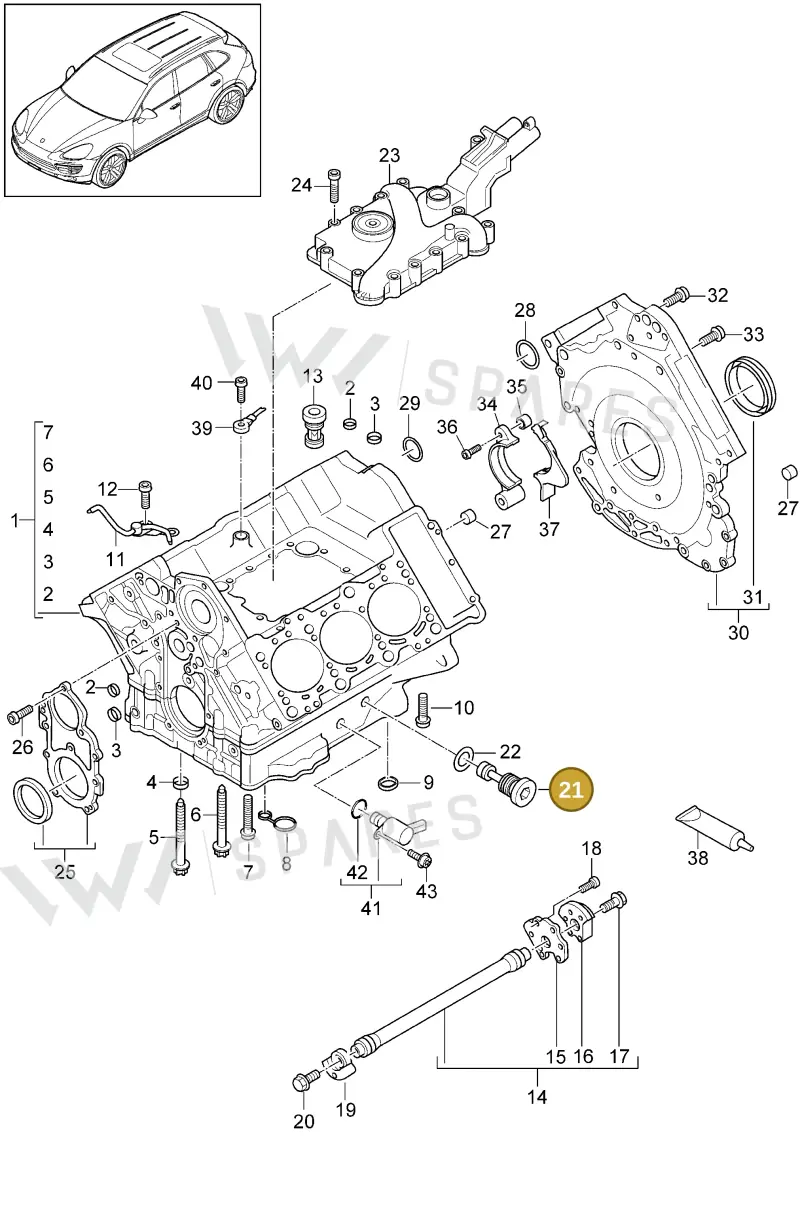 WHT000399 — Porsche Cayenne (2010-2018) diagram p37101070, position 21