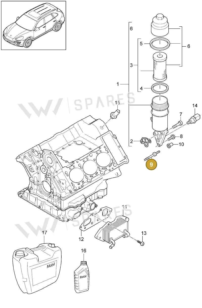 WHT000403A — Porsche Cayenne (2010-2018) diagram p37104080, position 9
