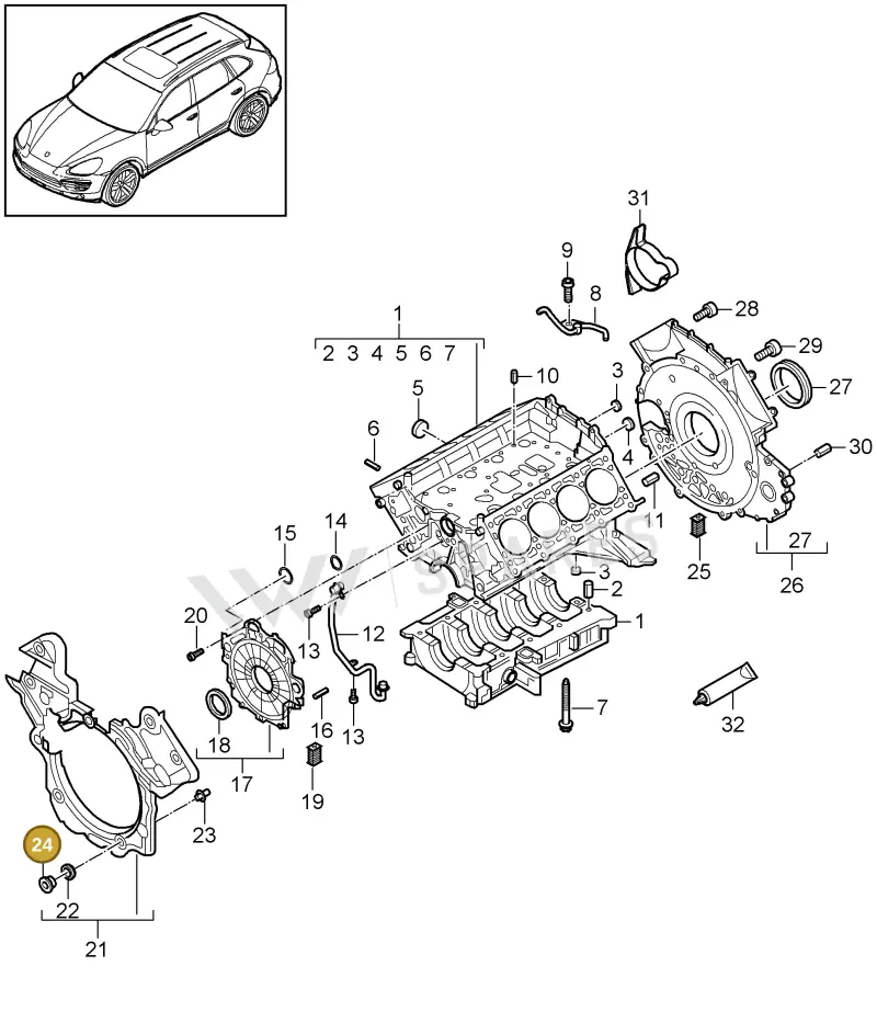 WHT000750 — Porsche Cayenne (2010-2018) diagram p37101075, position 24