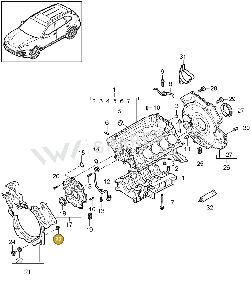 WHT000939 — Porsche Cayenne (2010-2018) diagram p37101075, position 23