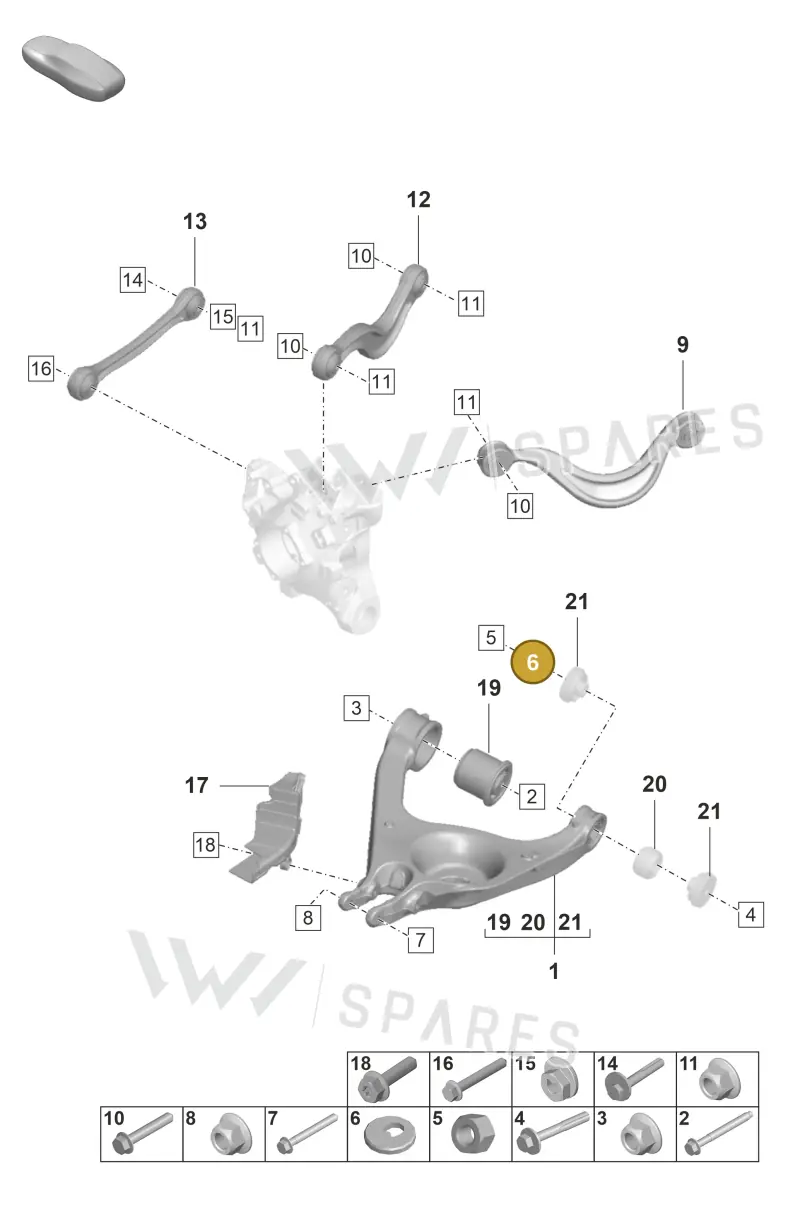 WHT001796A — Porsche Panamera 4 Hybrid (2020-2023) diagram p58501050, position 6