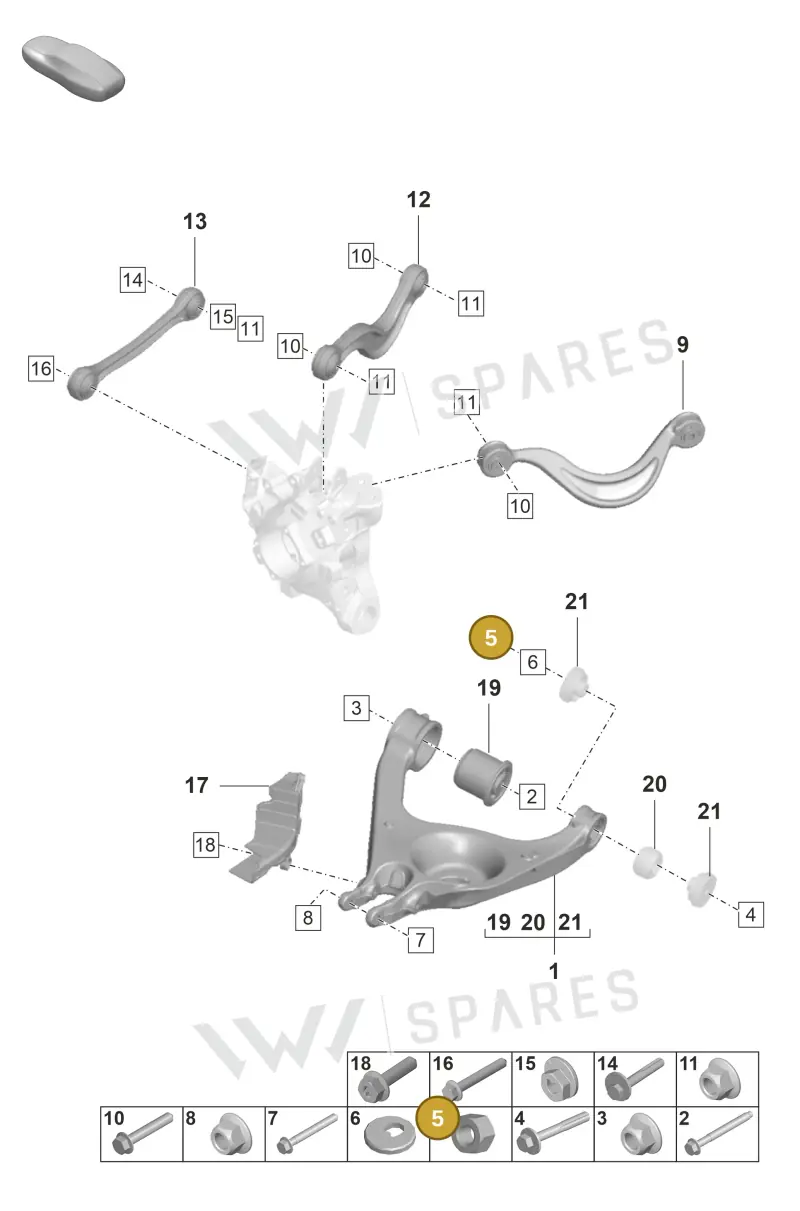 WHT001938 — Porsche Panamera 4 Hybrid (2020-2023) diagram p58501050, position 5