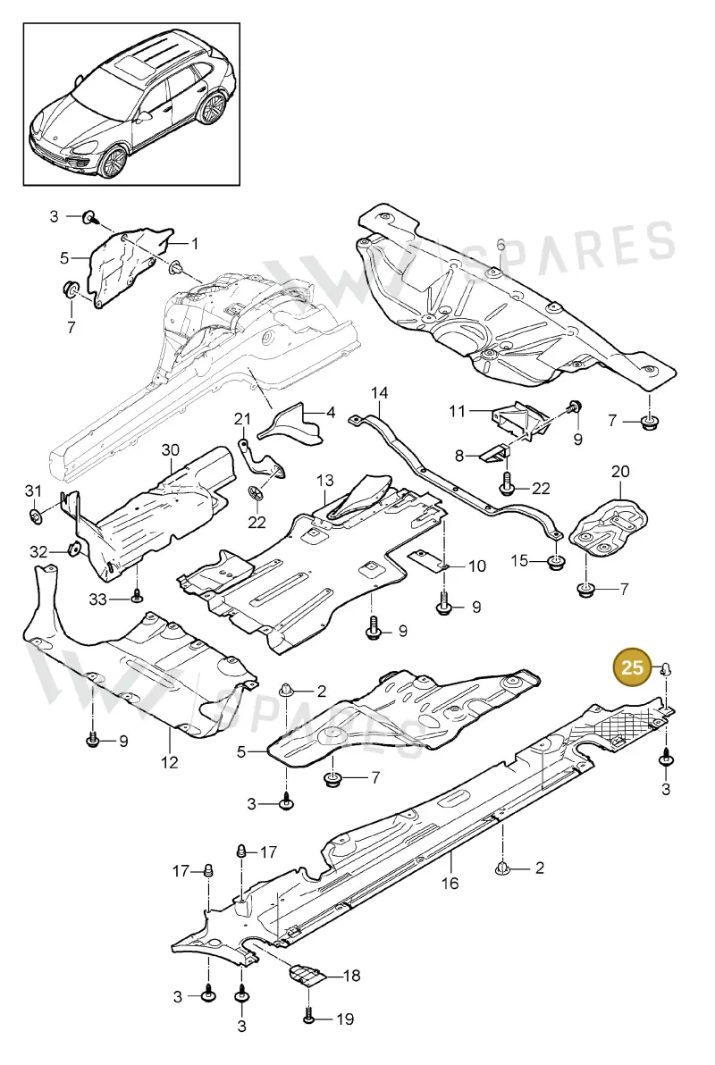 WHT002110 — Porsche Cayenne (2010-2018) diagram p37801070, position 25