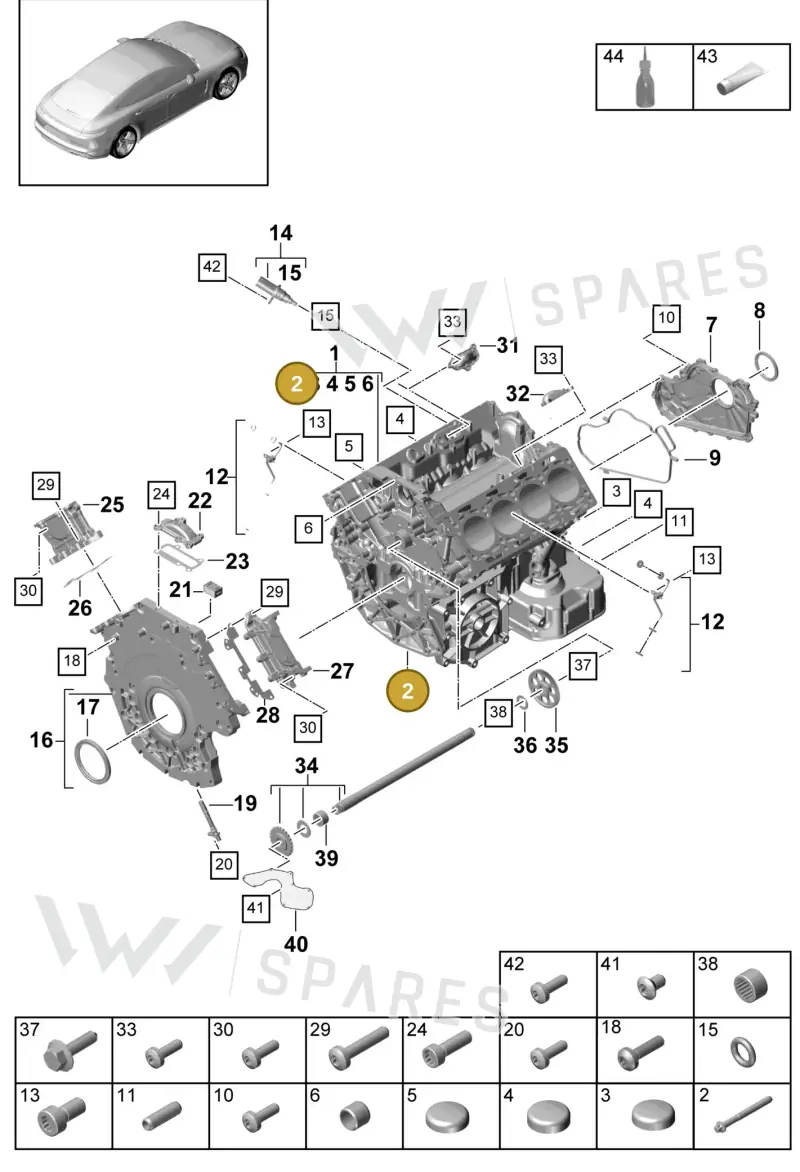 WHT003959 — Porsche Panamera 4 Hybrid (2016-2020) diagram p49101050, position 2
