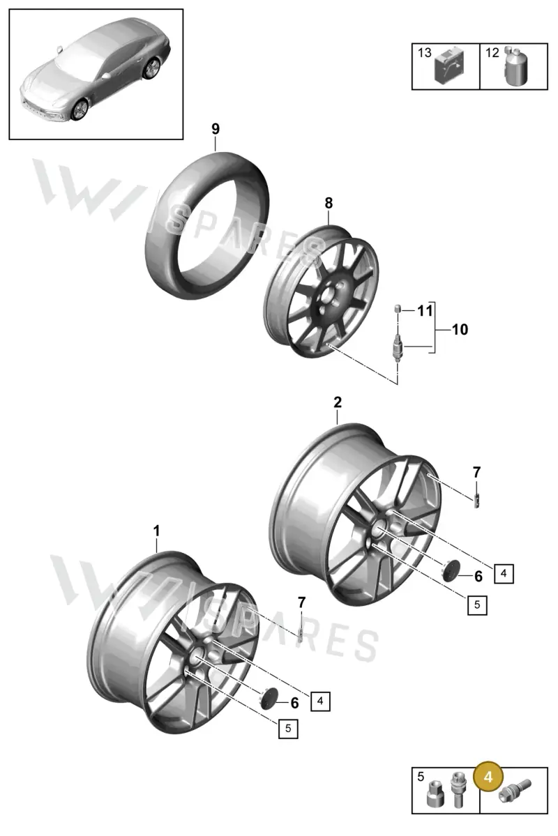WHT004676A — Porsche Panamera 4 Hybrid (2016-2020) diagram p49601000, position 4