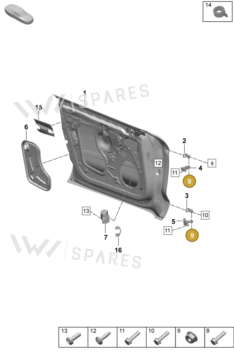 WHT004869 — Porsche Taycan Sport Turismo (2023-) diagram p64804000, position 9