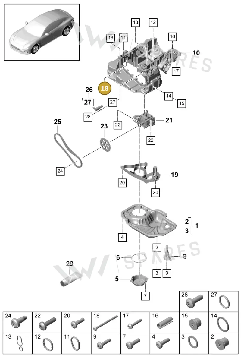 WHT004874 — Porsche Panamera 4 Hybrid (2016-2020) diagram p49104030, position 18