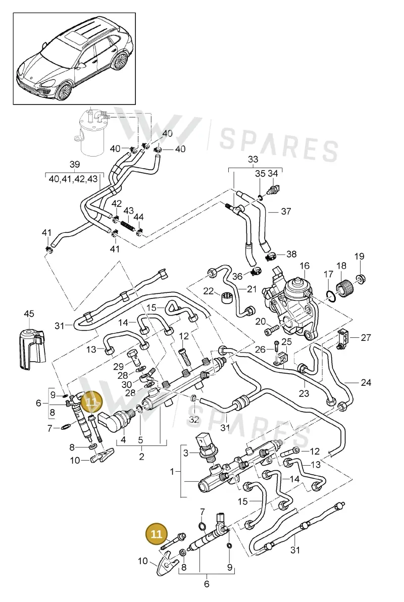 WHT004923 — Porsche Cayenne (2010-2018) diagram p37107037, position 11