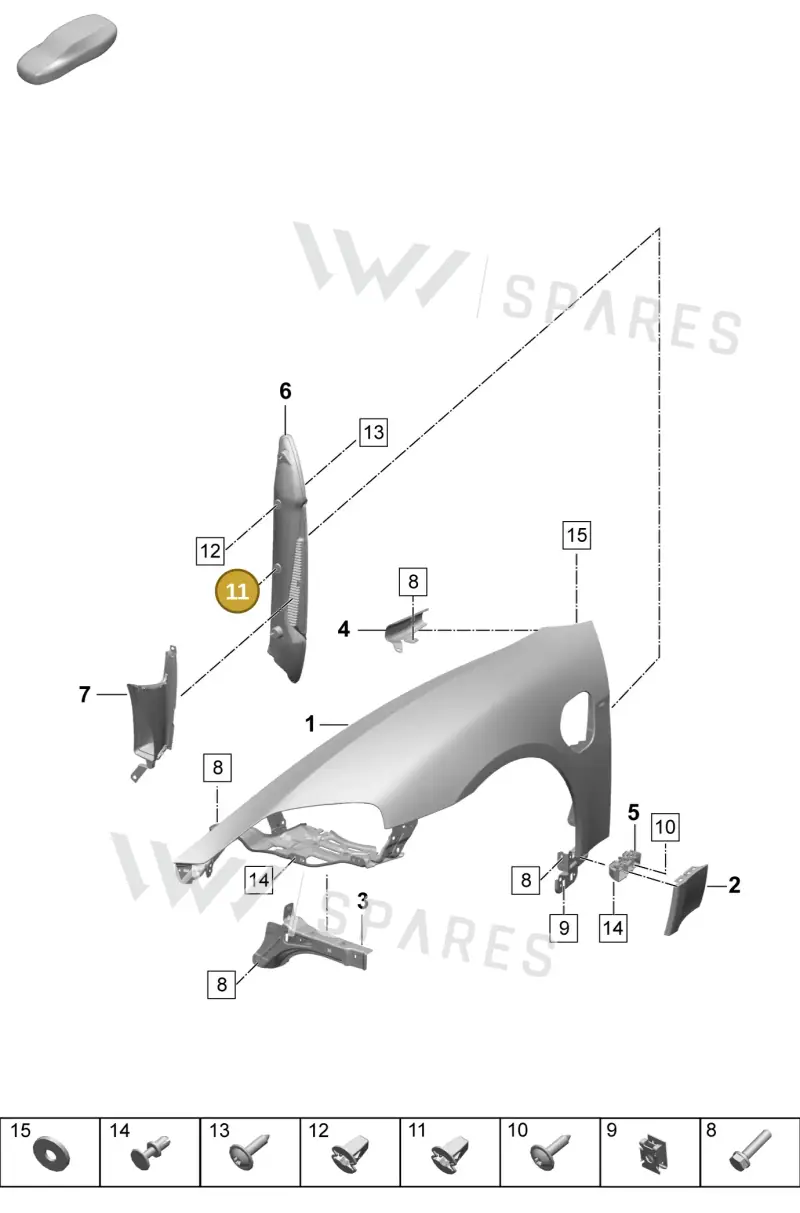 WHT004935 — Porsche Taycan Sport Turismo (2023-) diagram p64801400, position 11