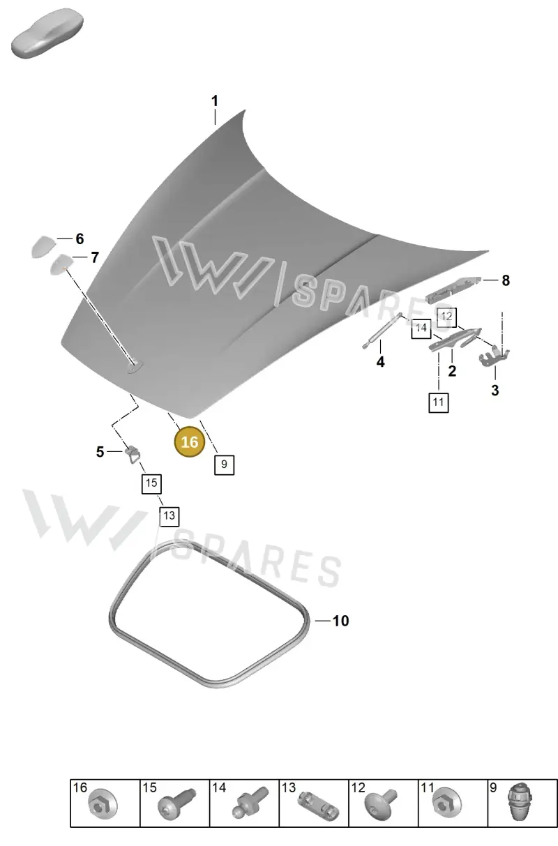 WHT004974 — Porsche 992 Carrera Coupe (2024-) diagram p63803000, position 16