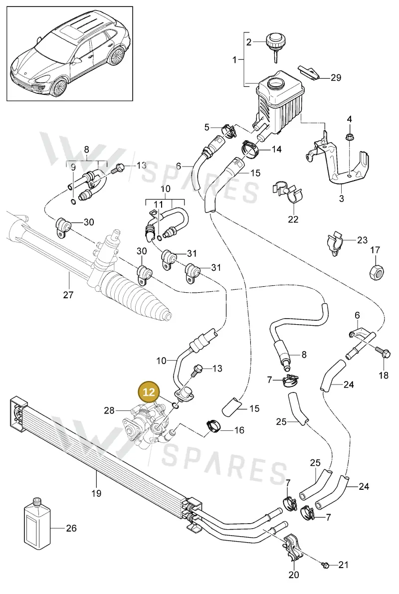 WHT005161 — Porsche Cayenne (2010-2018) diagram p37403010, position 12