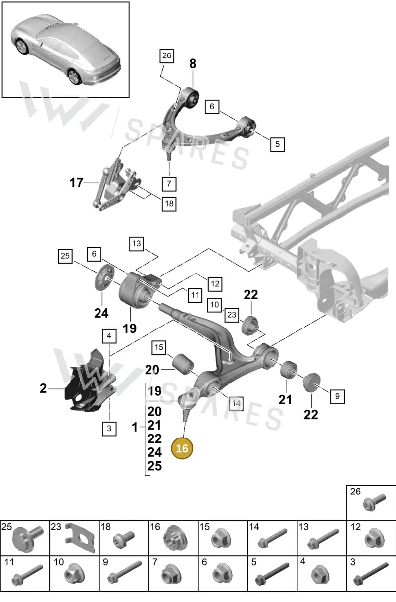 WHT005633 — Porsche Panamera 4 Hybrid (2016-2020) diagram p49401010, position 16