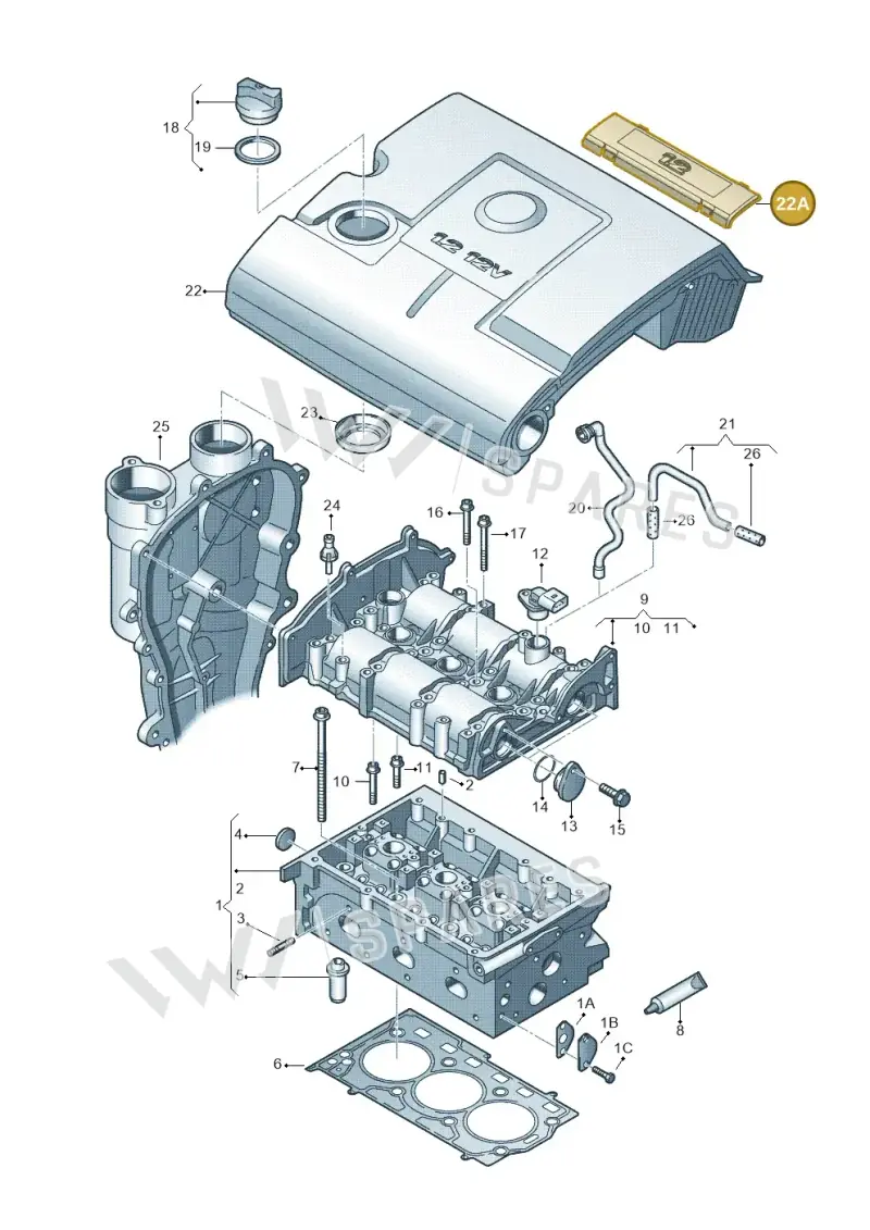 03E103929A — SEAT Toledo Reference (2012-2015) diagram 253103320, position 22A