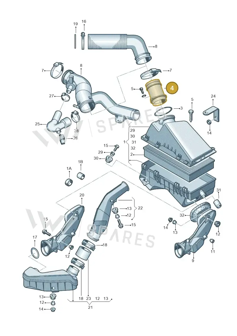 06A906461GV — SEAT TOLEDO/LEON/LEON-4 (1998-2001) diagram 194129150, position 4