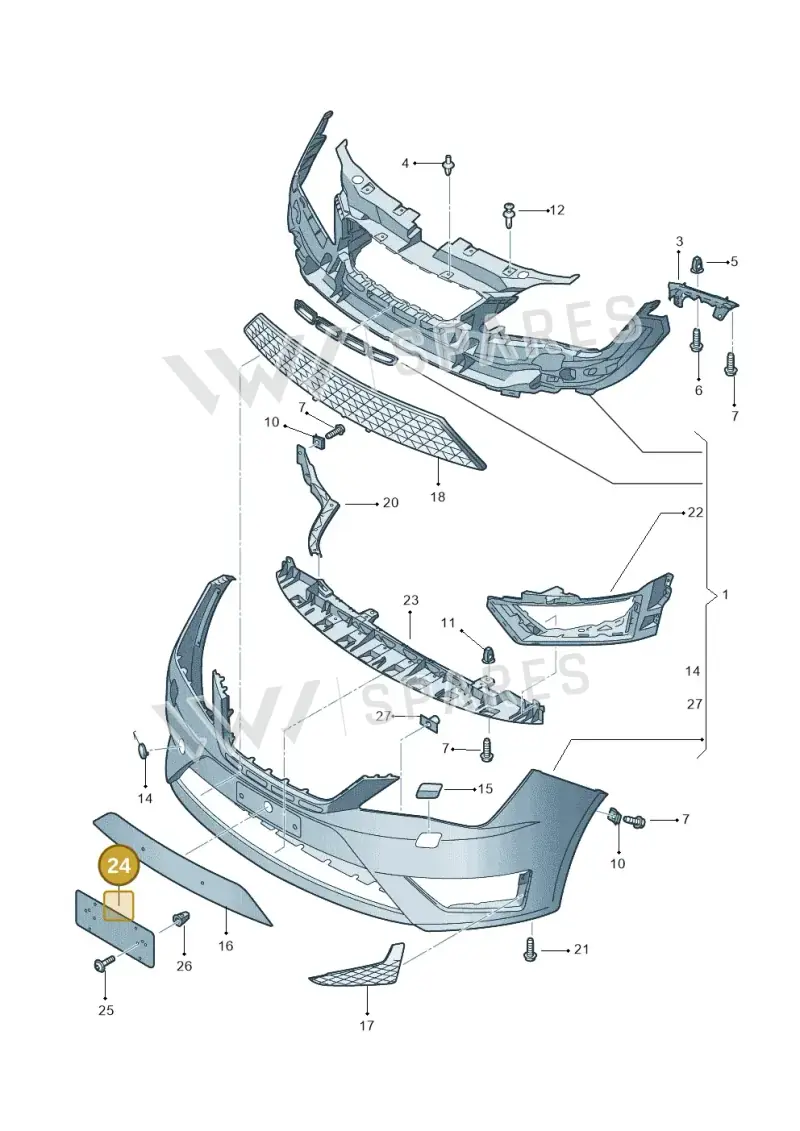 1P0807288 — SEAT Ibiza Reference (2012-2012) diagram 743807200, position 24