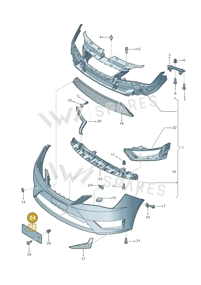 1P0807288 — SEAT Ibiza Reference (2012-2012) diagram 743807100, position 24