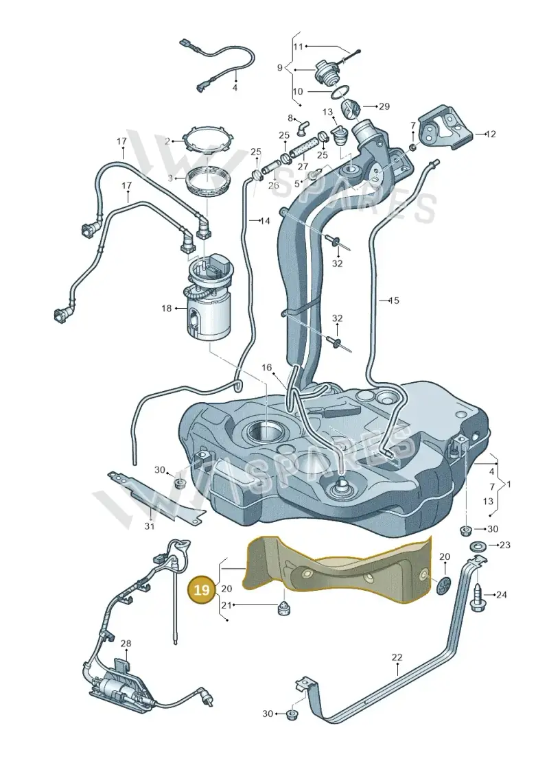1Q0201307C — SEAT Altea XL Reference (2013-2013) diagram 412201000, position 19