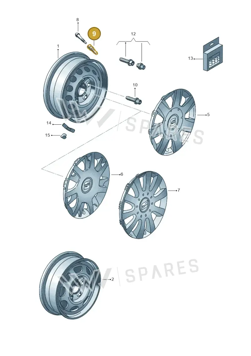 3B0601373A — SEAT Leon Stylance (2010-2012) diagram 456601100, position 9