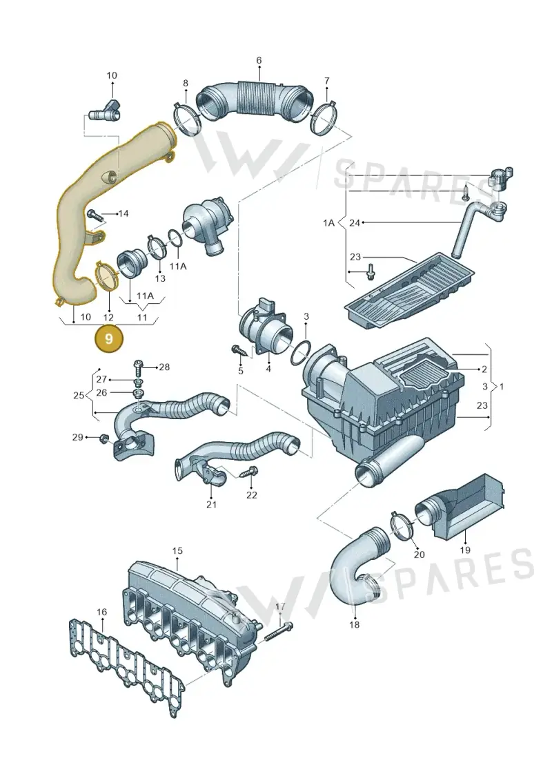 3C0129654Q — SEAT Altea XL Reference (2010-2013) diagram 420129500, position 9