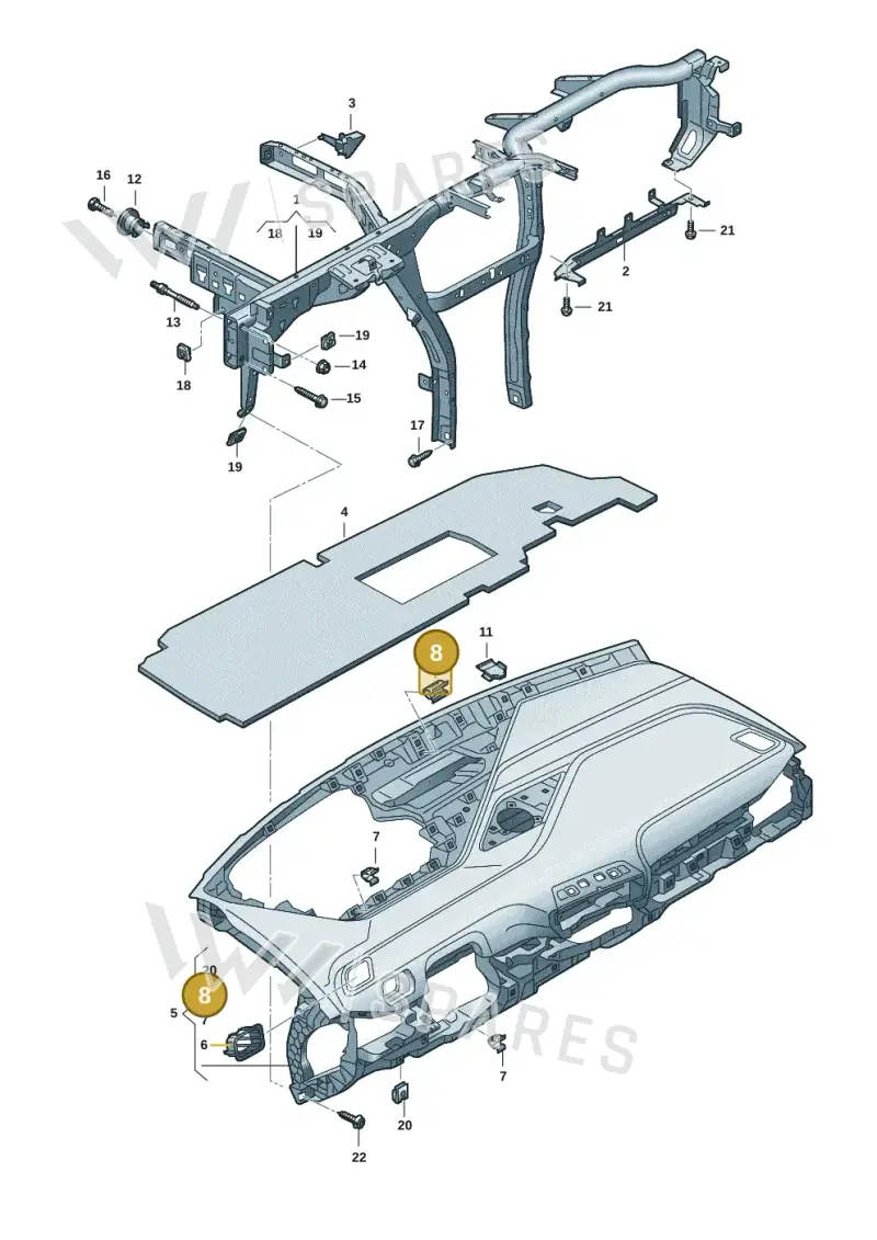 3C8867190 — SEAT EBoost CUPRA (2021-) diagram 10a857000, position 8
