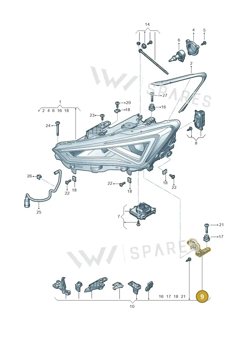 5FA941453A — SEAT Leon (2019-) diagram 5fn941010, position 9