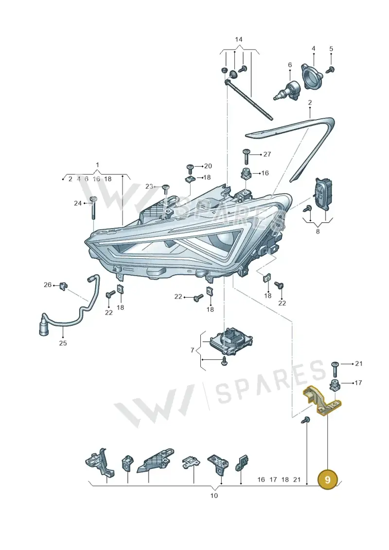 5FA941454A — SEAT Leon (2019-) diagram 5fn941010, position 9