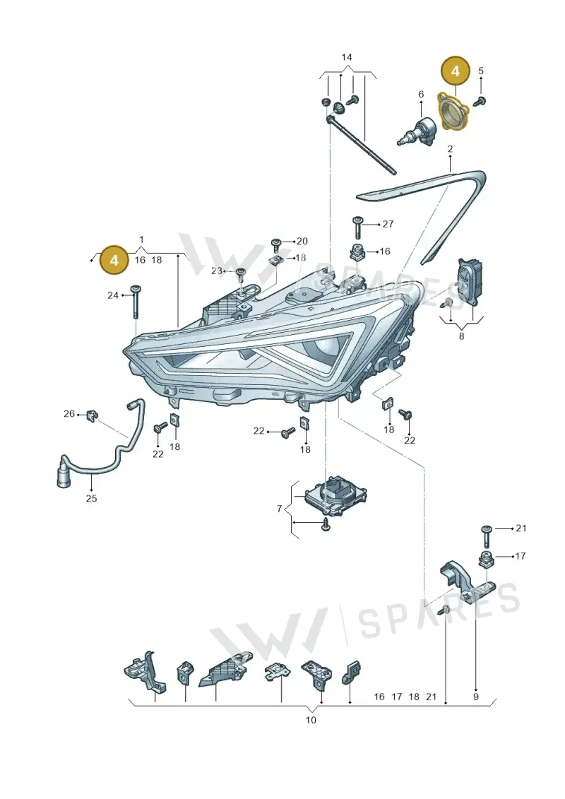 5FA941608 — SEAT Formentor TSI CUPRA (2020-) diagram 5fn941010, position 4