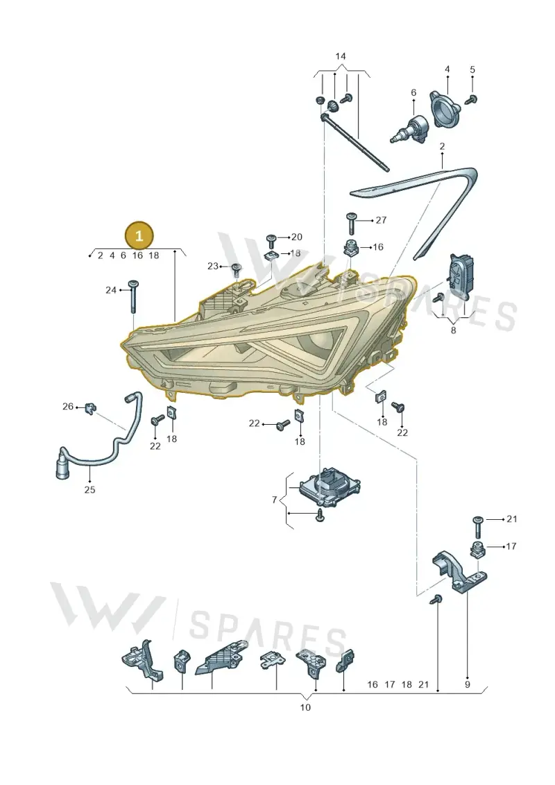 5FB941774 — SEAT Leon (2019-) diagram 5fn941010, position 1