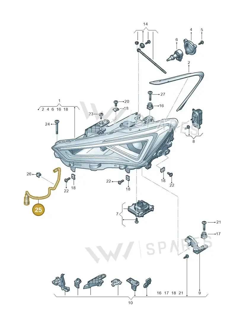 5FF941718A — SEAT Formentor TSI CUPRA (2020-) diagram 5fn941010, position 25
