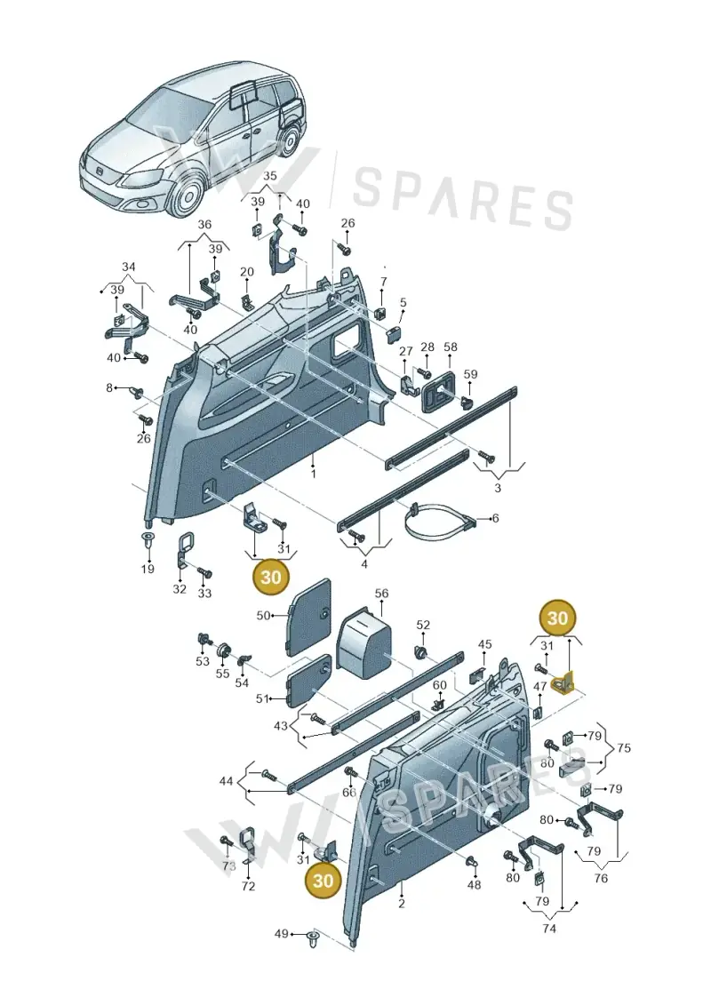 5N08642032ZZ — SEAT Alhambra Stylance (2010-2013) diagram 705867700, position 30
