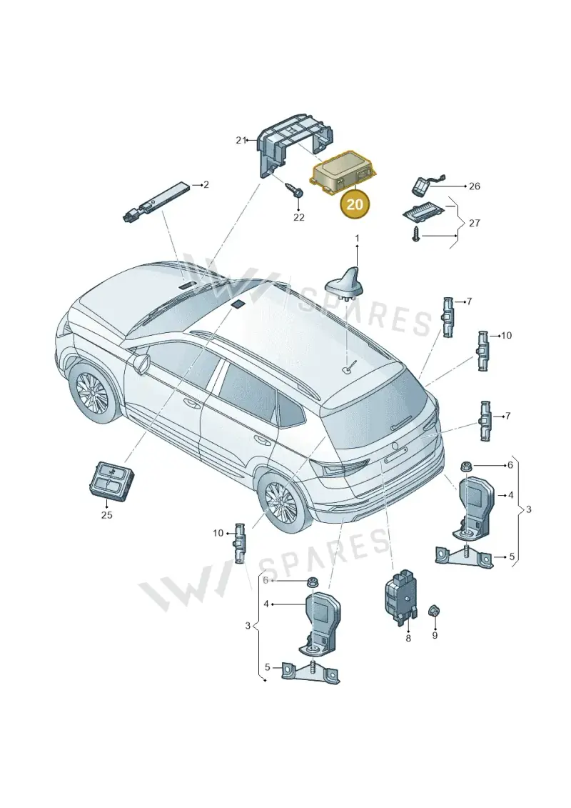 5WA035284 — Skoda Karoq (2017-2023) diagram 834035010, position 20
