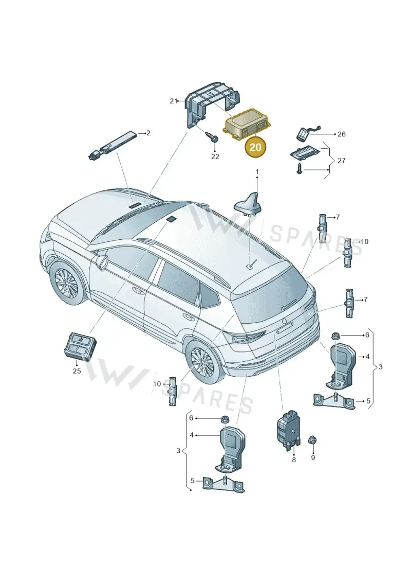 5WA035284E — Skoda Karoq (2017-2023) diagram 834035010, position 20