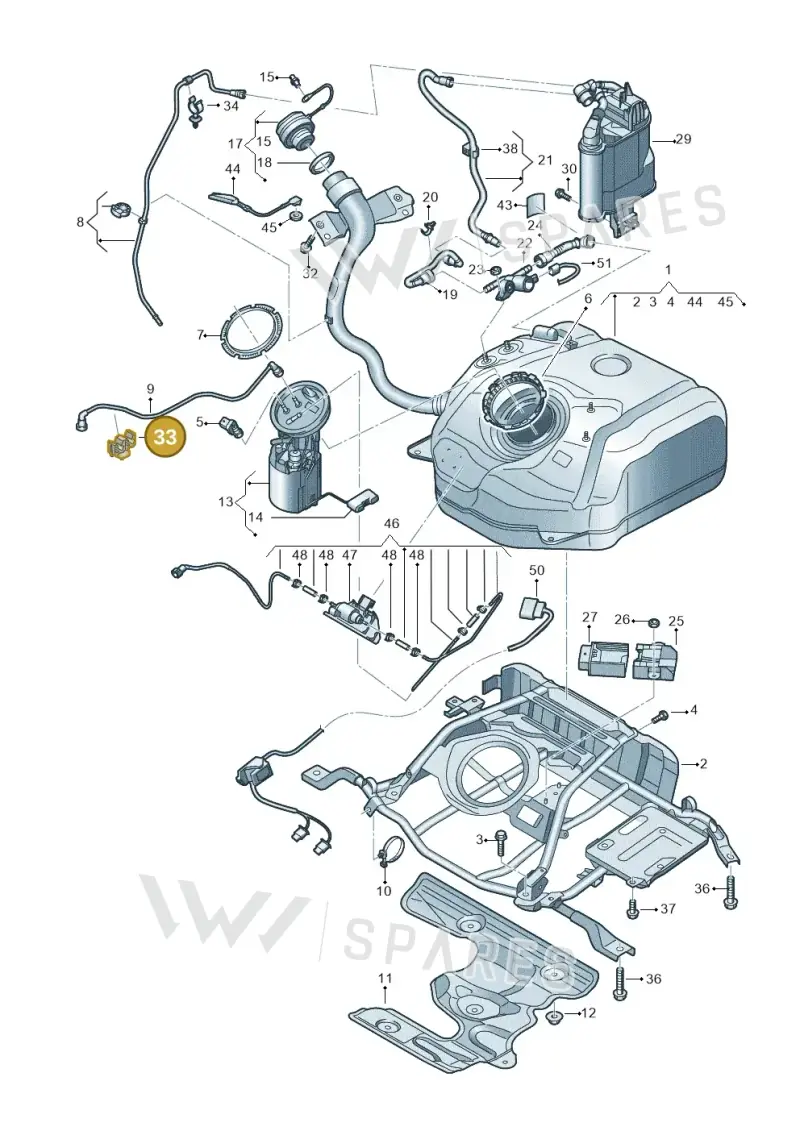 5WA201449A — Audi A3 Sportback (2019-2025) diagram 596201040, position 33