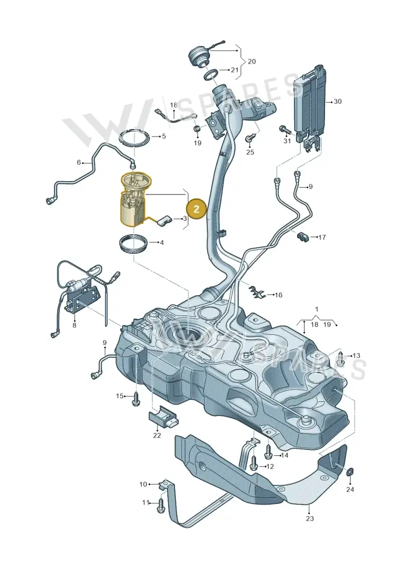 5WA919051A — Audi A3 Sportback (2019-2025) diagram 596201000, position 2
